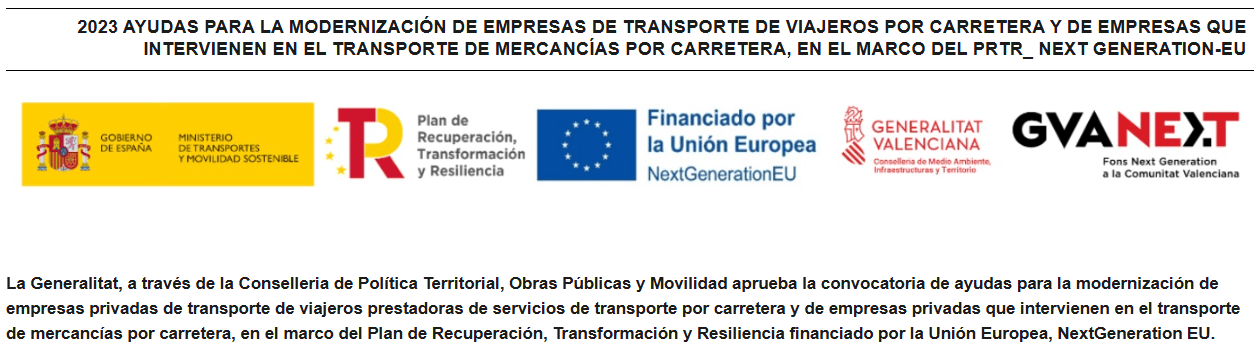 Captura de la página de GVA sobre las ayudas de la Generalitat Valenciana a la modernización en el transporte